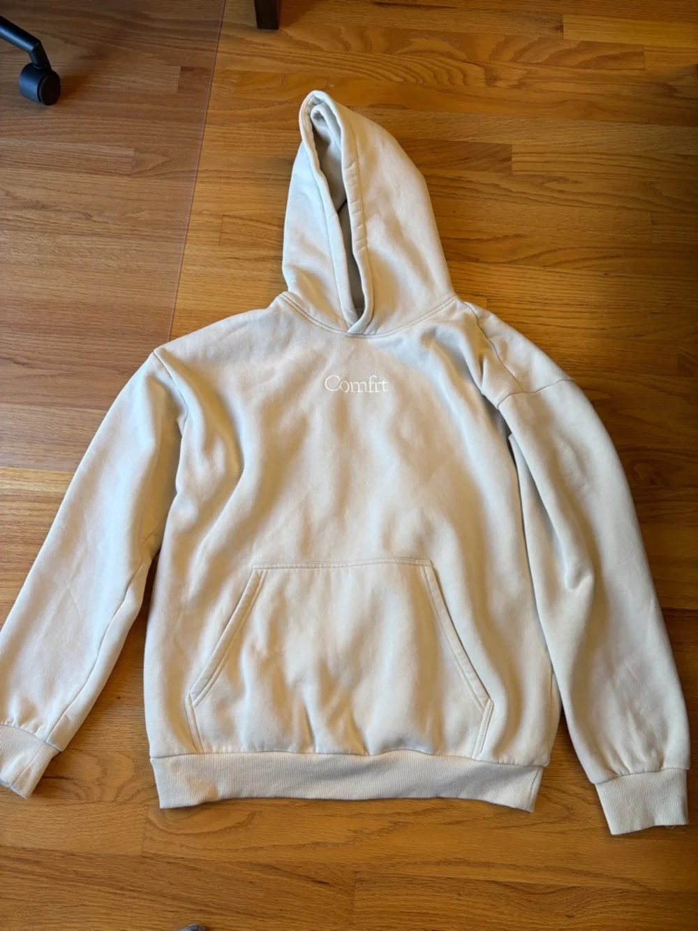 Hooded Pullover Comfrt Sweatshirt in Cream - Picture 1 of 3